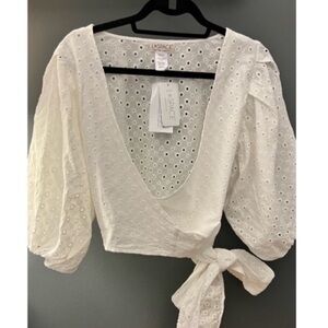 L*SPACE Amalfi Top in Eye On You Eyelet medium